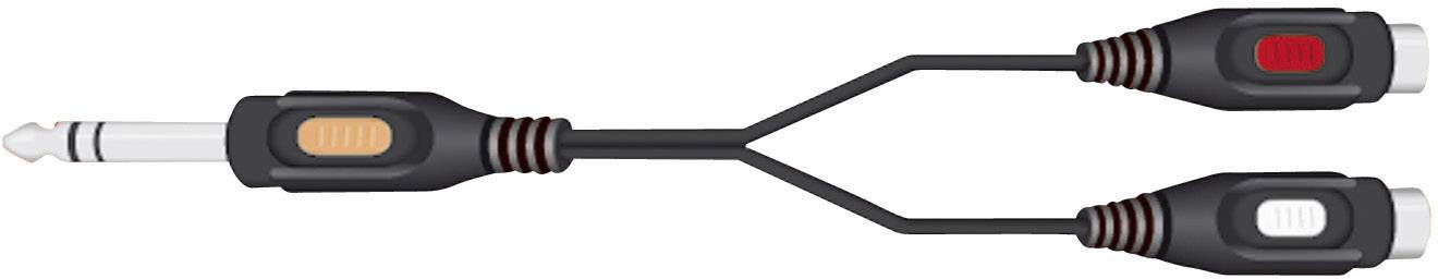 SpeaKa Professional SP-7870268 Jack / RCA Audio/phono Y adapter [1x Jack plug 6.35 mm - 2x RCA socket (phono)] Black-2