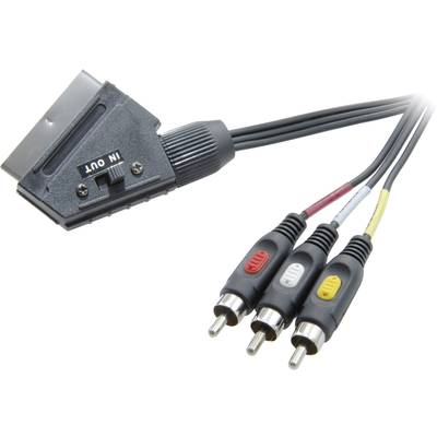 SpeaKa Professional SCART / RCA composite TV/receiver Cable [1x SCART plug - 3x RCA plug (phono)] 2.00 m Black 
