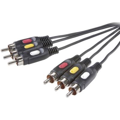 SpeaKa Professional RCA composite AV Cable [3x RCA plug (phono) - 3x RCA plug (phono)] 10.00 m Black