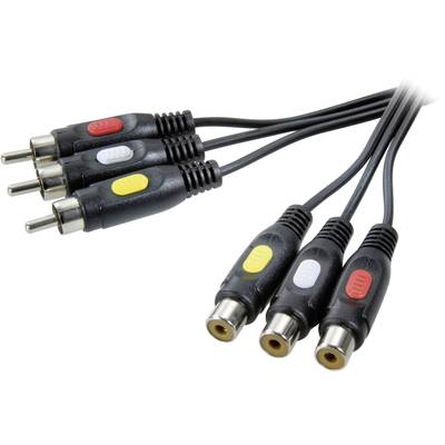 SpeaKa Professional RCA composite AV Cable extension [3x RCA plug (phono) - 3x RCA socket (phono)] 2.00 m Black
