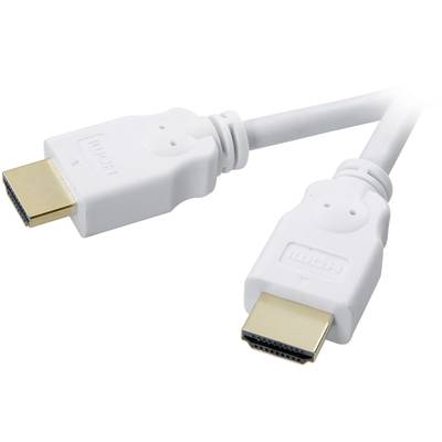 SpeaKa Professional HDMI Cable HDMI-A plug, HDMI-A plug 1.50 m White SP-7870332 Audio Return Channel, gold plated connec