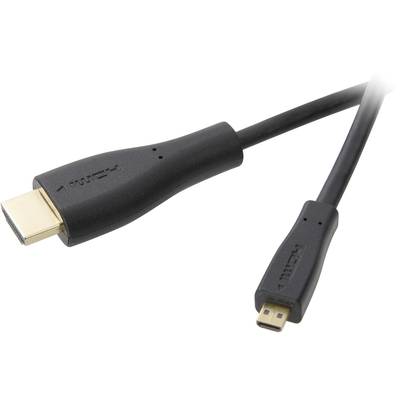 SpeaKa Professional HDMI Cable HDMI-A plug, HDMI-Micro-D plug 0.45 m Black SP-4938888 Audio Return Channel, gold plated 
