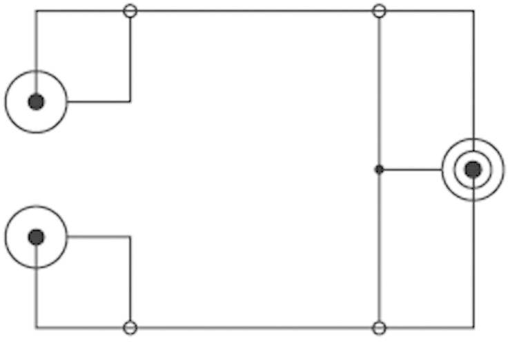 A diagram shows a circuit with several symbolised components: resistors and a current source. Connections are represented by lines.