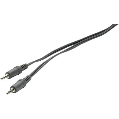 Grey audio cable with two 3.5 mm jack plugs, commonly used for headphone or speaker connections.