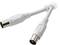 Two white antenna cables with metal connectors, suitable for connecting TV devices or receivers.