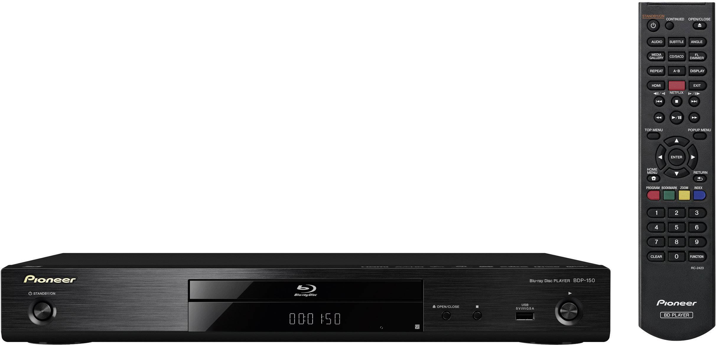 schwarz HDMI, 1080p Upscaler, DLNA 1.5, Control App., Wlan-ready, USB Pioneer BDP-150-K 3D Blu-ray Player
