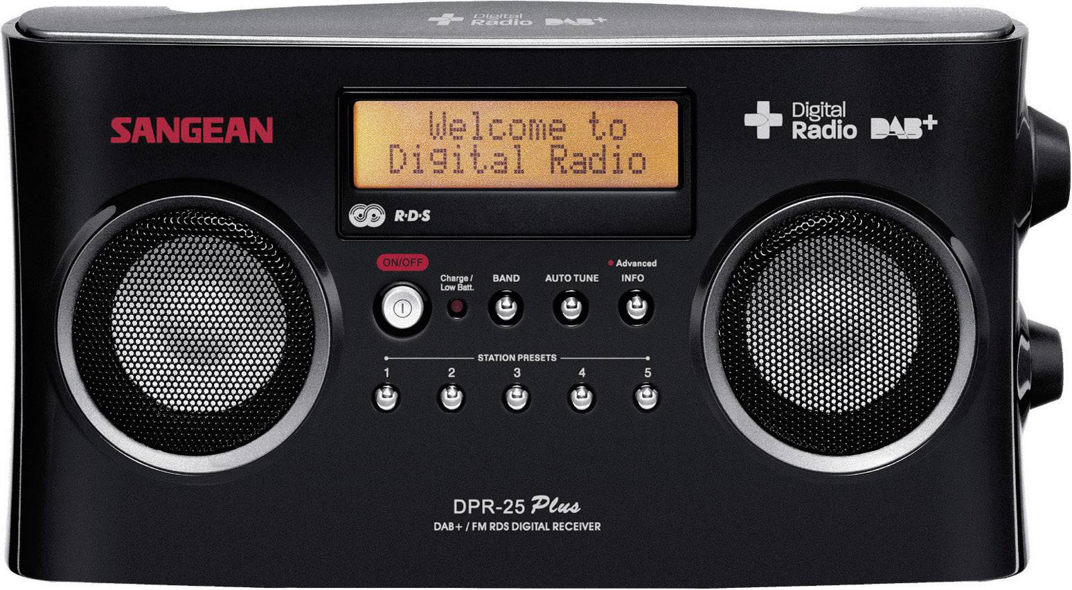 Sangean DPR-25+ Portable radio DAB+, FM AUX Battery charger Black