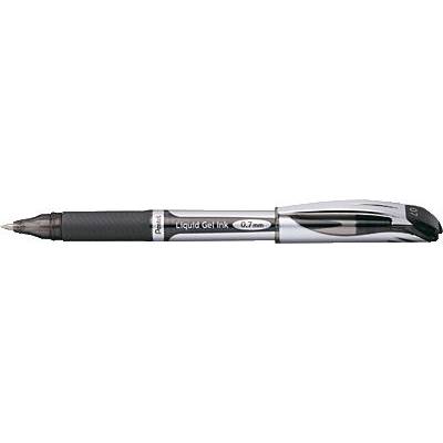 Ballpoint pen with black grip and silver barrel, 0.7 mm tip, for precise writing.