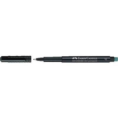 Dark felt-tip pen with cap removed. Faber-Castell marking and dashed line visible on the pen body.