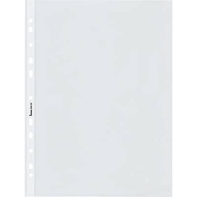 A clear lever arch file with side holes, suitable for filing documents in a ring binder.
