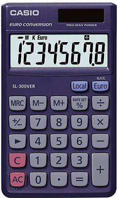 Casio SL-300VER Pocket calculator Blue Display (digits): 8 solar-powered,  battery-powered (W x H x D) 70 x 7.5 x 118.5 m | Conrad.com