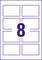Card with the number '8' in the centre, surrounded by eight rectangular fields.