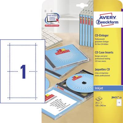 Avery-Zweckform CD slimline jewel case insert J8431-25 (W x H ...
