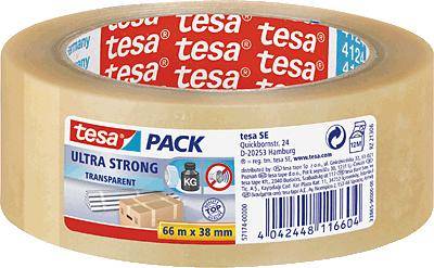 tesa ULTRA STRONG 57174-00000-02 Packaging tape tesapack® Transparent (L x W) 66 m x 38 mm 1 pc(s)