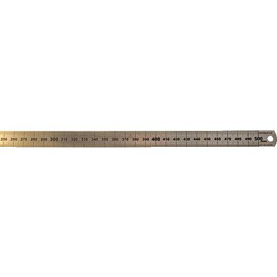 Old wooden ruler with centimetre markings from 250 to 300 cm, visibly in a used condition.