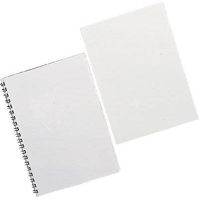 A spiral-bound notebook lies beside a sheet of white paper on a white background.