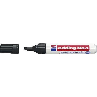 Black permanent marker with lid removed. Label reads 'edding No. 1'.