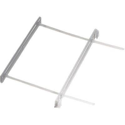 A transparent, rectangular plastic frame with two parallel side pieces and two crossbars, most likely a holding frame.