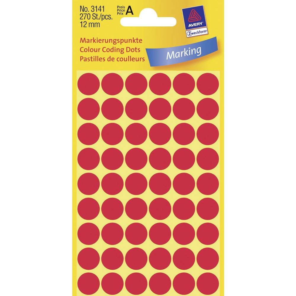 avery zweckform 3141 labels Ø 12 mm paper red from conrad com