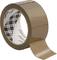 A roll of brown parcel tape, partially unrolled, sits on a white background.