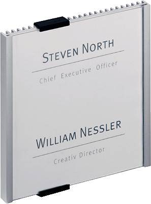Sign with the names 'Steven North' as Chief Executive Officer and 'William Nessler' as Creative Director.