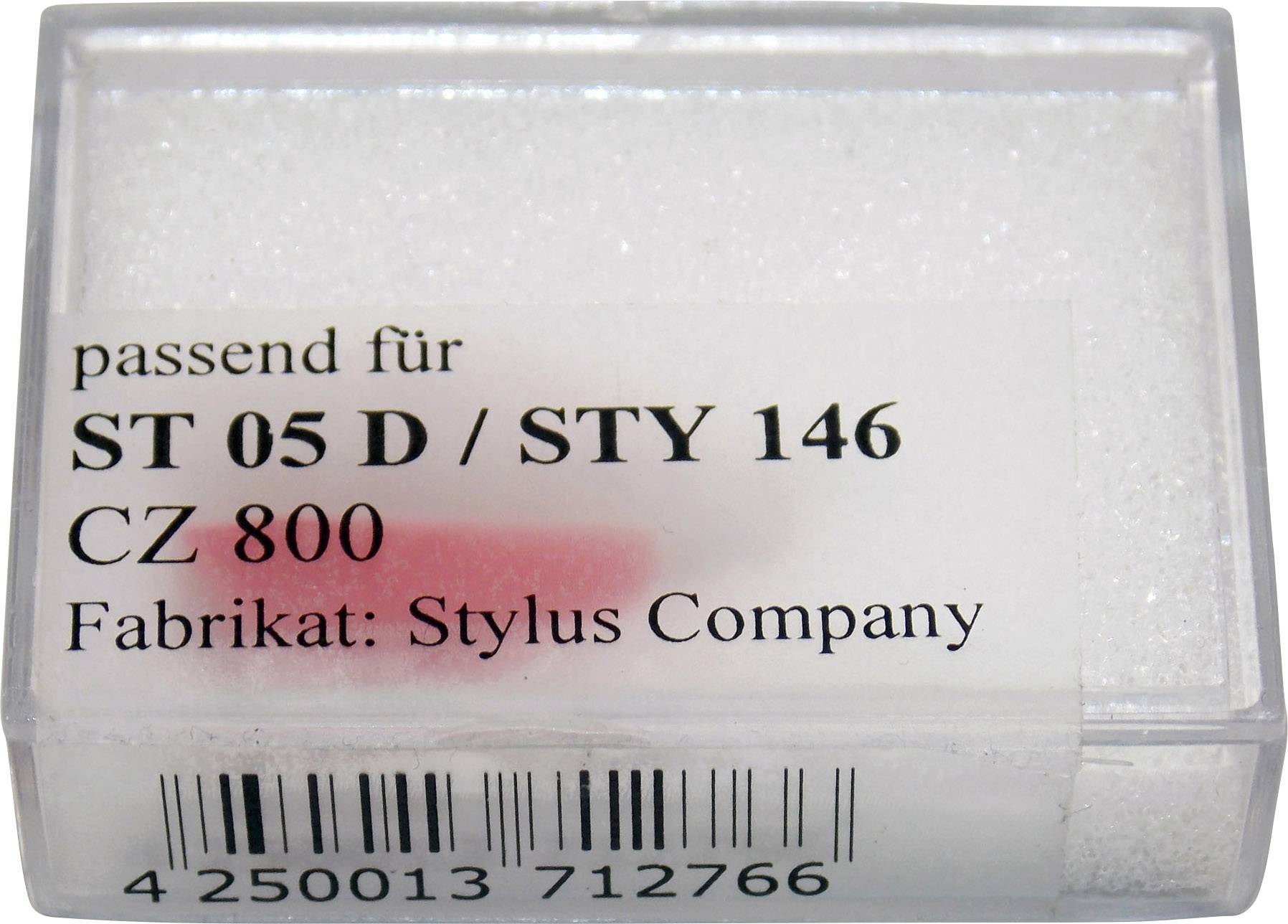 Plastic box with the label: 'suitable for ST 05 D / STY 146 CZ 800'. Brand: Stylus Company. Contains white foam.