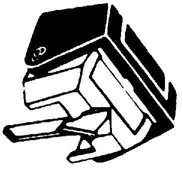 Black and white geometric drawing of a stylised bird's head, facing left.