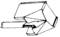 An origami model of a stylised dog, comprising geometric folds and shapes representing a sitting dog.