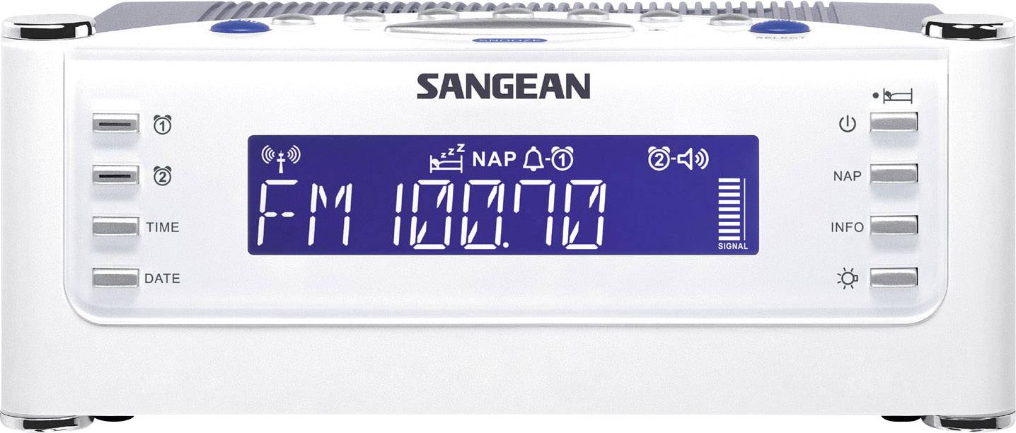 Sangean ATOMIC 22 Radio alarm clock FM, AM AUX White, Silver-2