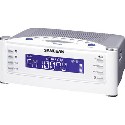 Sangean ATOMIC 22 Radio alarm clock FM, AM AUX White, Silver-0