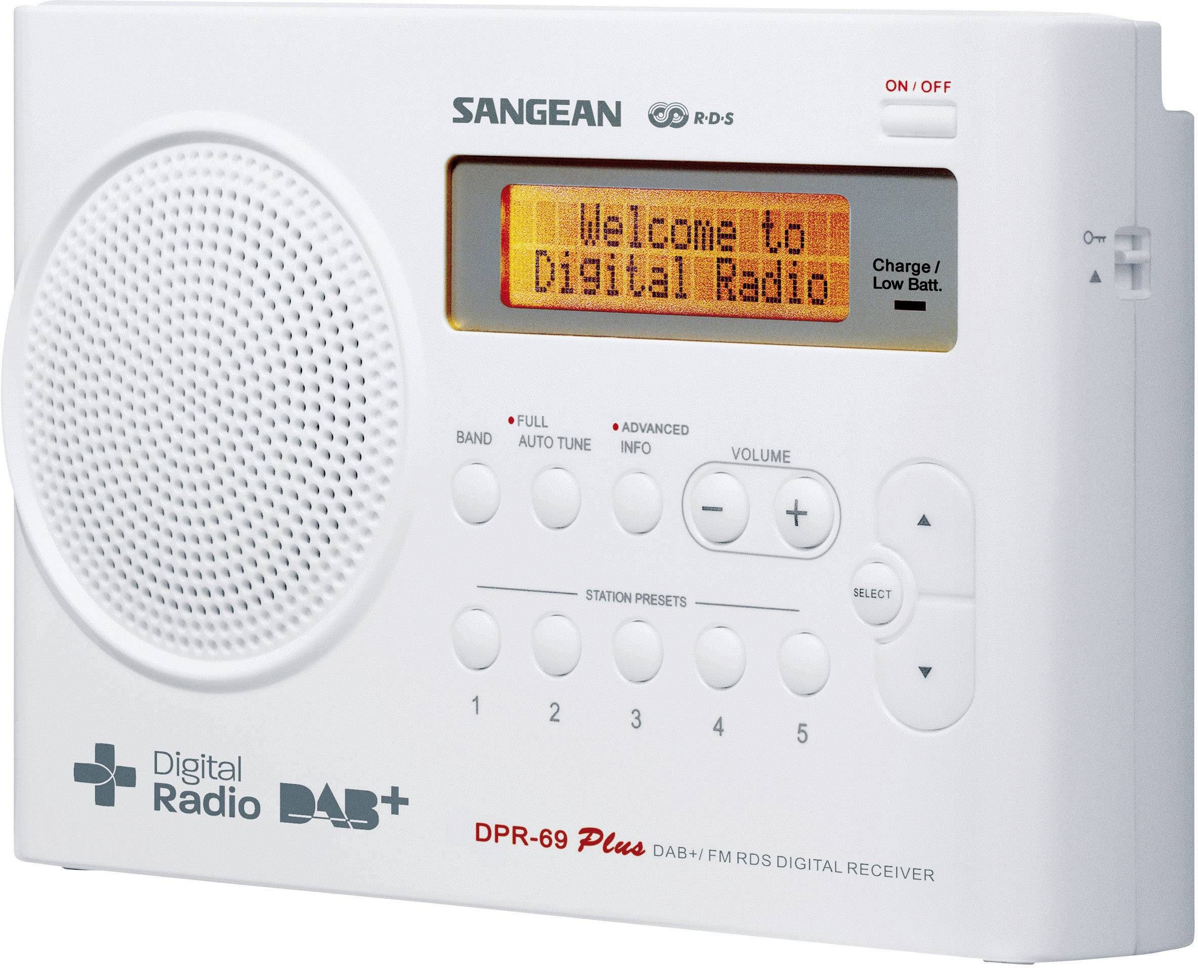 Portátil, DAB+,FM, 87,5-108 MHz, CT,PS,PTY,RT, LCD, Blanco Radio Sangean DPR-39 