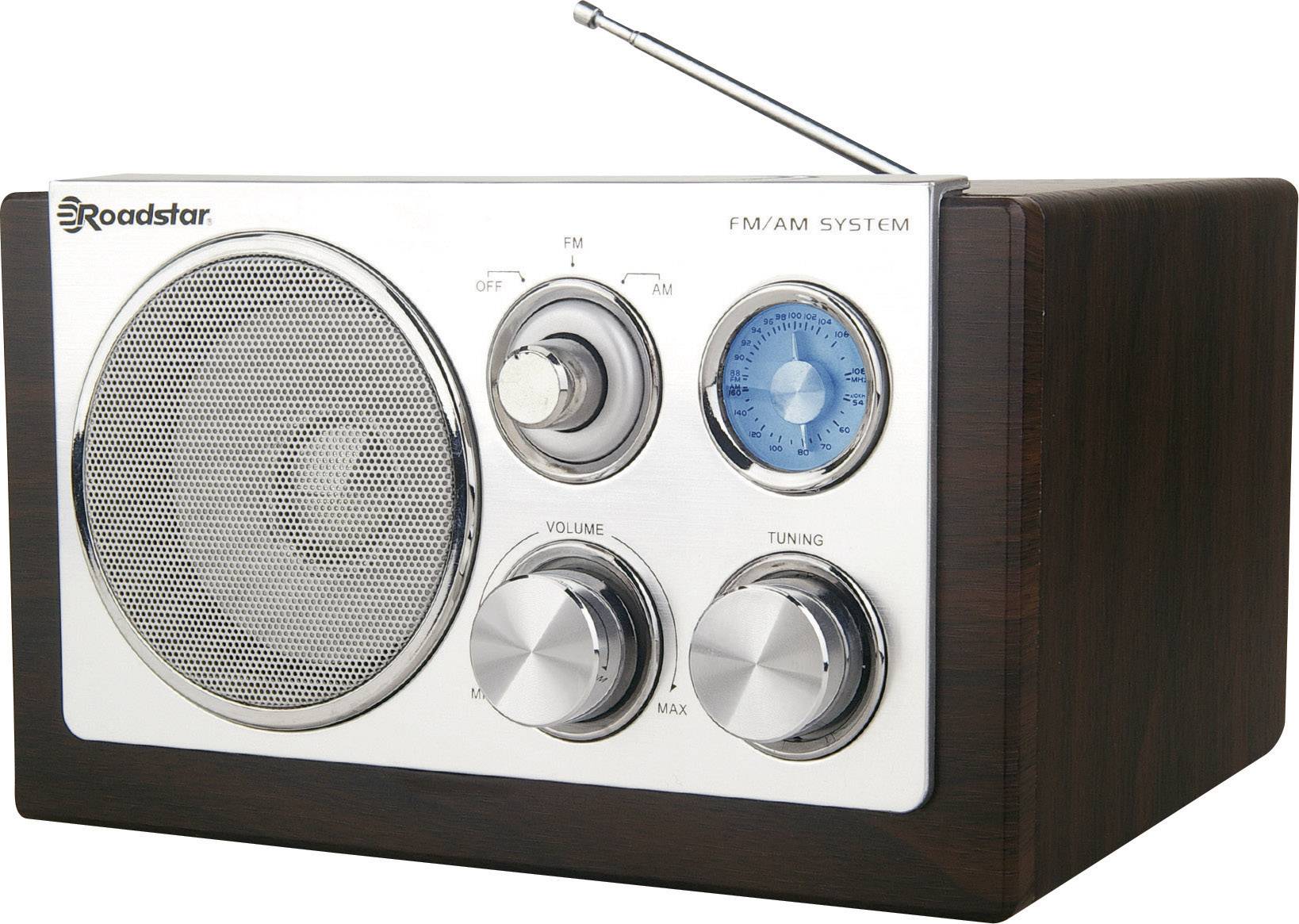 Roadstar HRA1200 Radio, Table top radio, FM, AM, Brown, Silver from