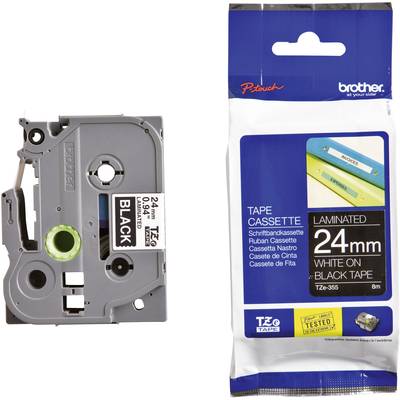 Brother TZe-355 Labelling tape  Plastic Tape colour: Black Font colour: White 24 mm 8 m