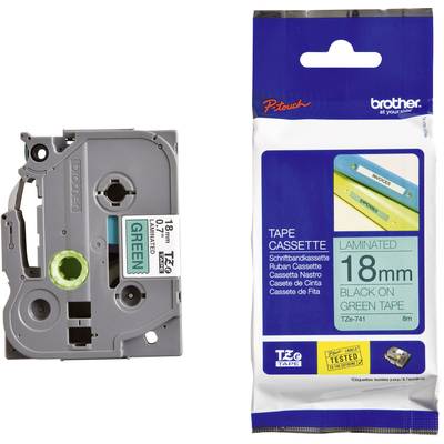 Brother TZe-741 Labelling tape  Plastic Tape colour: Green Font colour: Black 18 mm 8 m