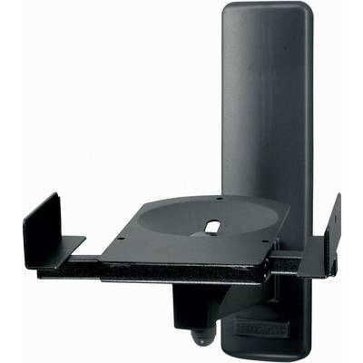Black wall mount with adjustable platform, suitable for mounting electronic devices such as projectors.