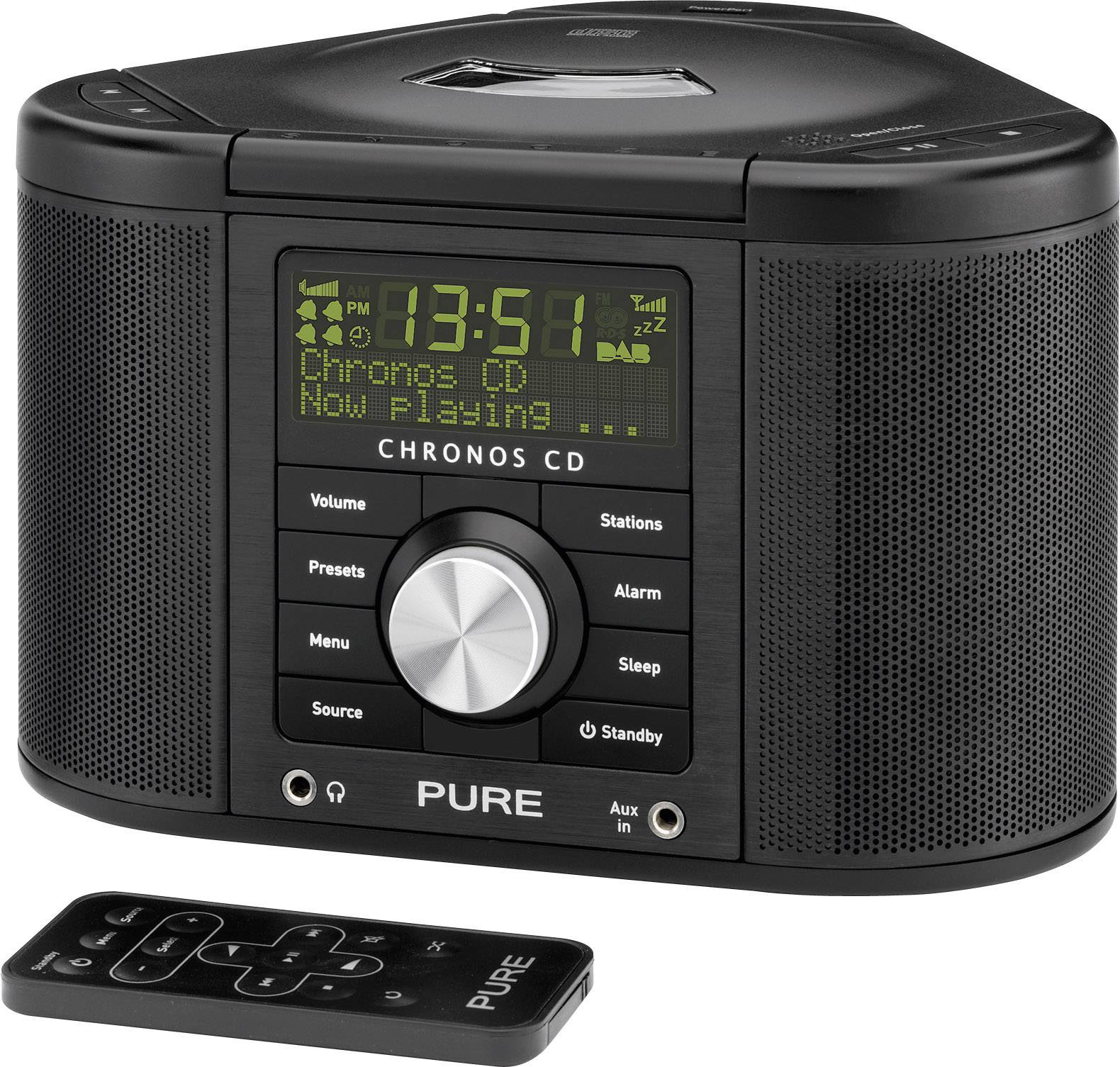 Pure Chronos CD Serie Radio alarm clock DAB+, FM AUX, CD Black | Conrad.com
