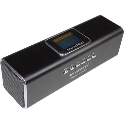 Mini speaker Technaxx MusicMan MA Display Soundstation Aux, FM radio, SD, portable, USB Black