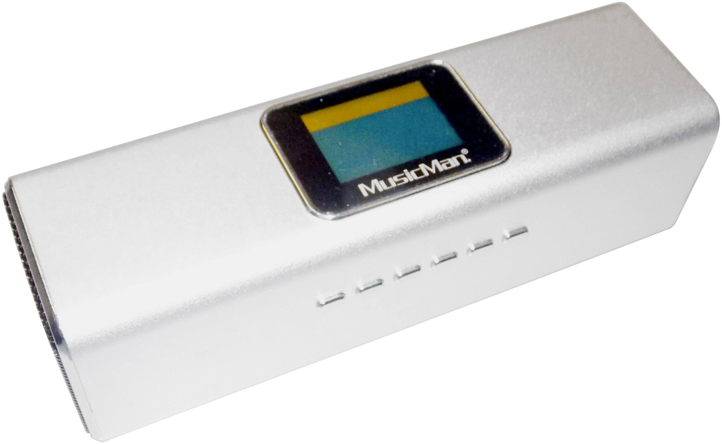 Mini speaker Technaxx MusicMan MA Display Soundstation Aux, FM radio, SD, portable, USB Silver