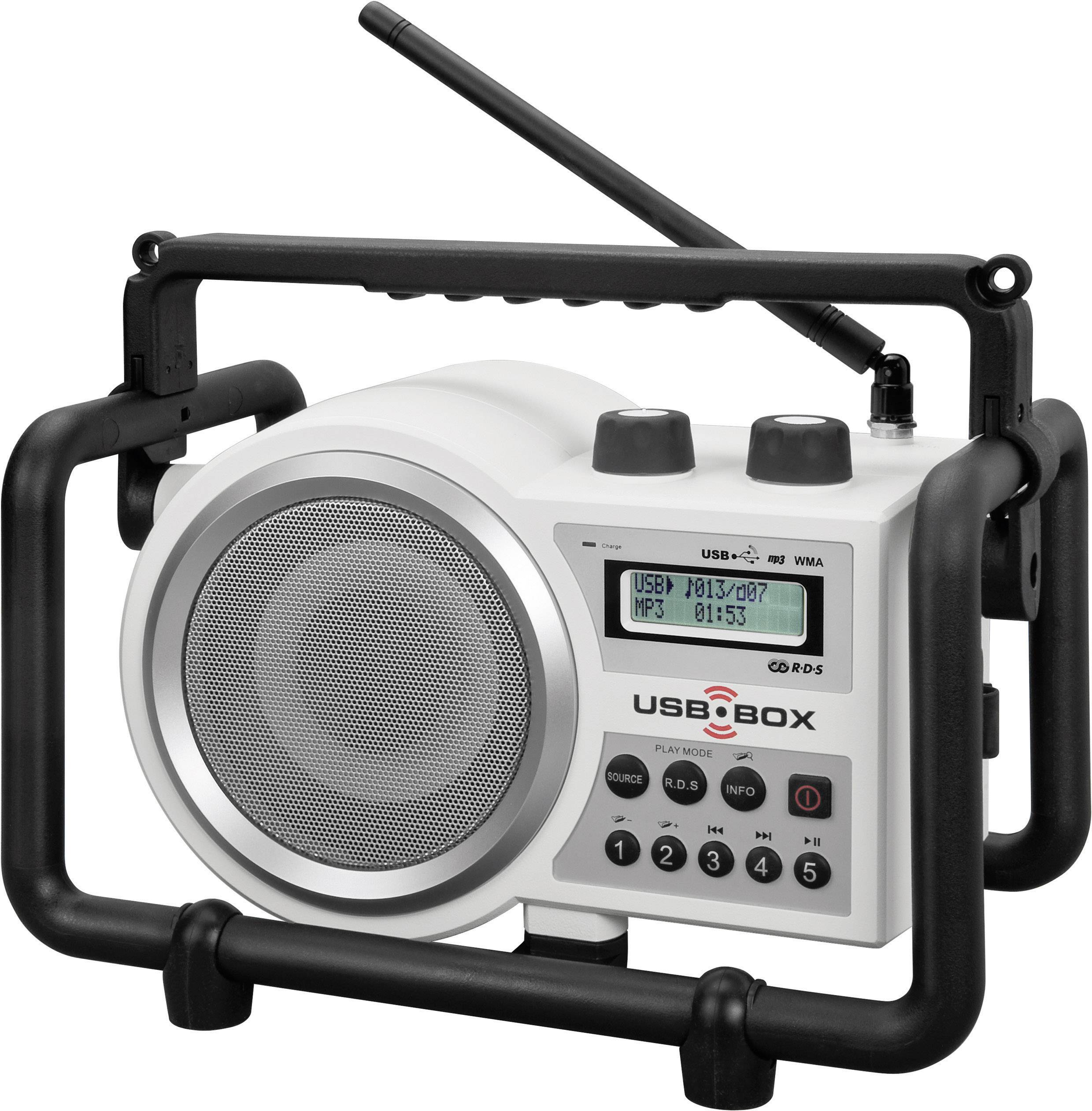 PerfectPro USB Box 2 Workplace radio FM AUX, SD, USB splashproof, dustproof, shockproof White