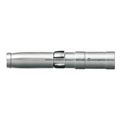 Metallic adapter, cylindrical in shape, with a gleaming surface. Clearly defined areas at both ends, serving as a connecting element.