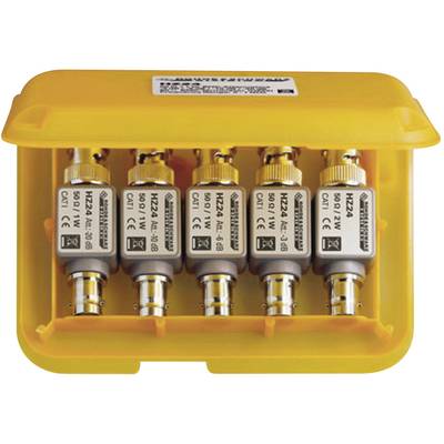 Yellow housing with five electronic devices arranged side by side, each labelled 'HZ24' with technical specifications.