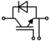 'Switching symbol of a thyristor with two connections on the left and right sides and a control connection at the bottom.'