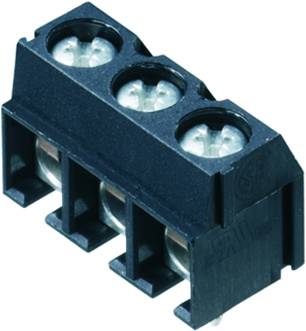 Electrical connector with three terminals, suitable for securing wires in a safe enclosure.