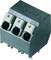 A grey, three-pole screw terminal block with white levers, suitable for electrical wiring.