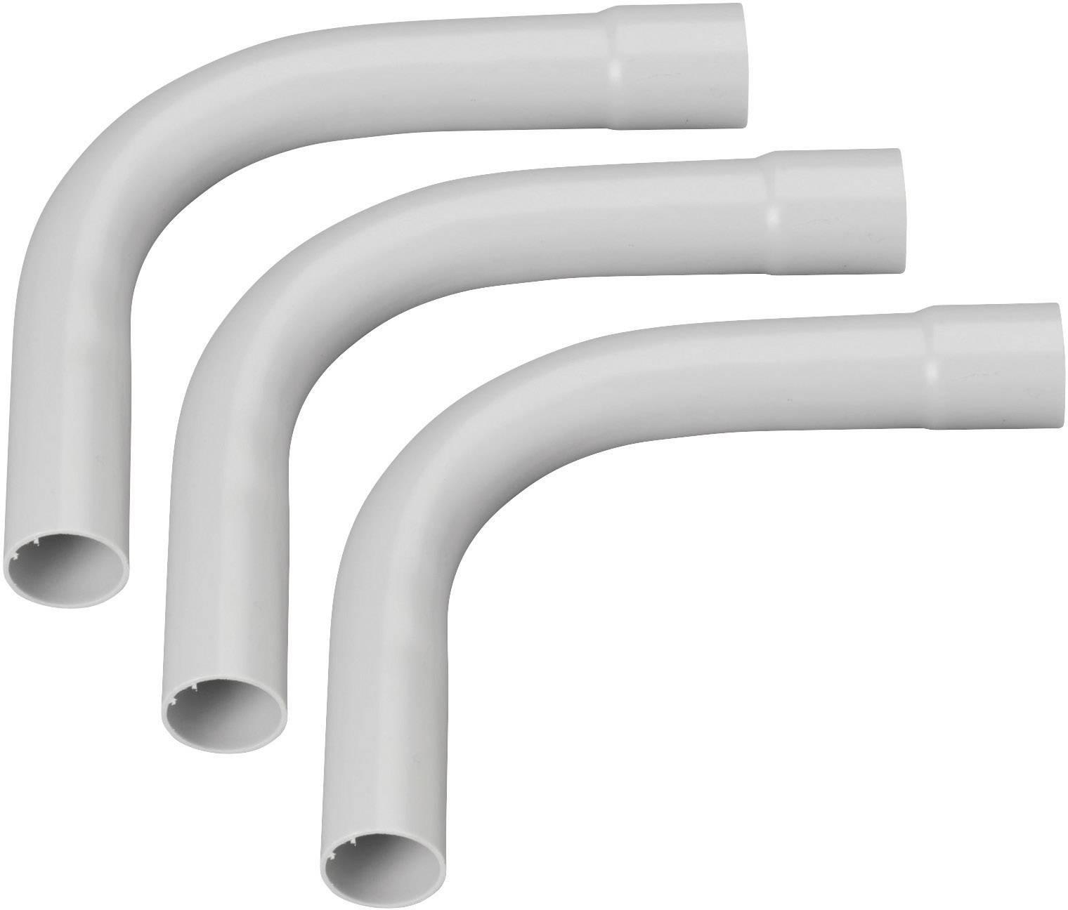 Three grey plastic arches that can be used for pipework or cable protection, arranged in parallel.