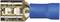 A blue and gold cable plug with '16-14' printed on the metal part, used for electrical connections.