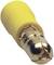 'Insulated yellow cable end ferrule', a metallic connection for protecting and connecting electrical conductors.