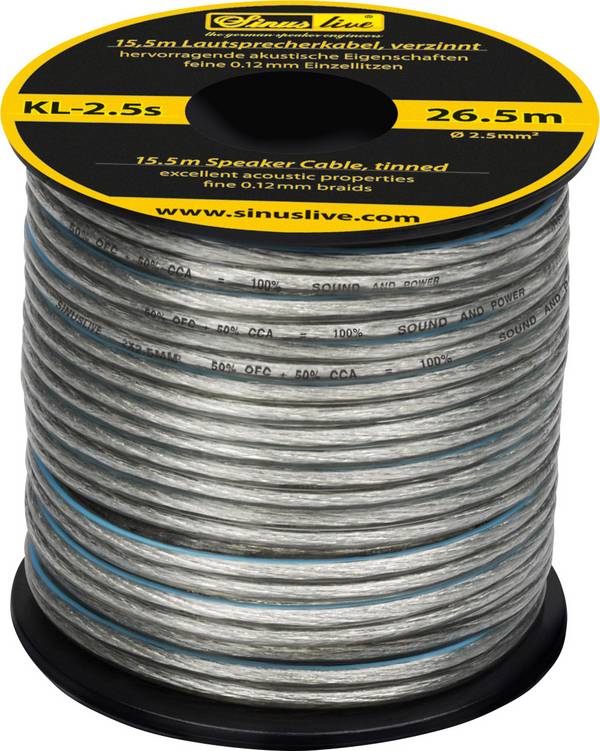 Sinuslive KL-2,5S Speaker cable 1 x 2.5 mm² Silver 15.5 m