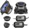 Speaker set consisting of one large blue speaker, two smaller tweeters, and two Sinus technology crossovers.