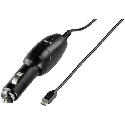 Black car charger with USB plug, suitable for charging electronic devices via the car cigarette lighter.